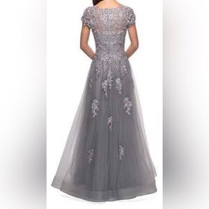 NWT La Femme - 26907 Lace Applique Bateau A-line Dress